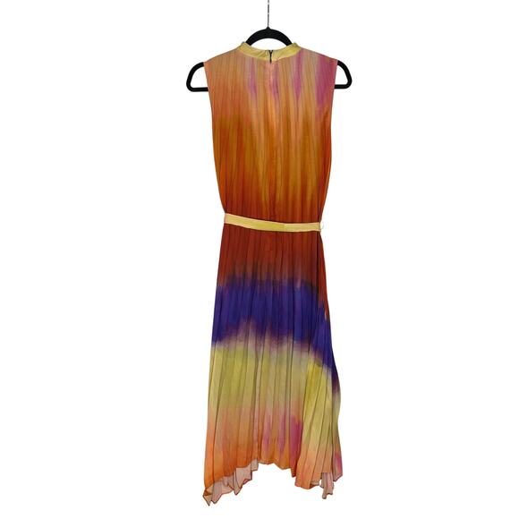 NWT Tahari ASL Ombre' Pleated Trapeze Midi Dress Sz 6 Handkerchief Hem MSRP $169 - Picture 4 of 14